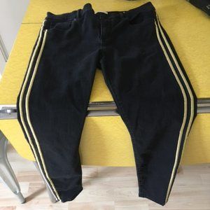 FINAL SALE: Loft Gold Striped Black Modern Skinny Jeans